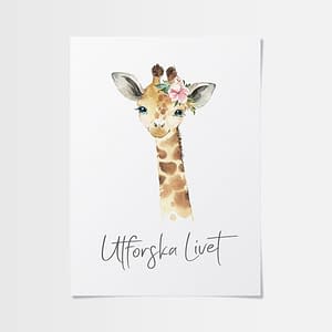 Citat barn dop poster med giraff