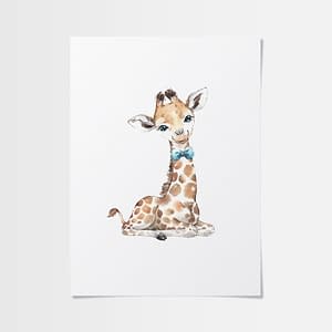 Gulliga barn poster av giraff med fluga